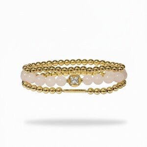 NWT Beloved + Inspired Beauty Beaded Charm Trio Brass Bracelet Set Gift‎